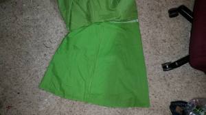 skirt flipped out, lining showing