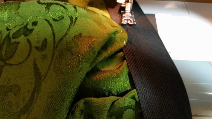 sewing the raised side