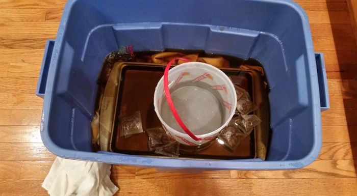 weighted down under the tea level