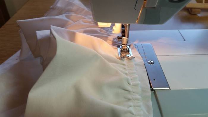 sewing the ruffle to the bum pad