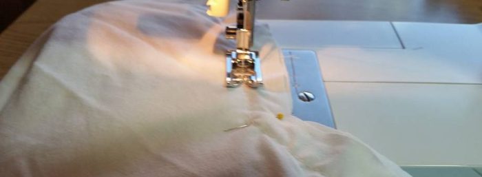 sewing over the ruffle stitching line