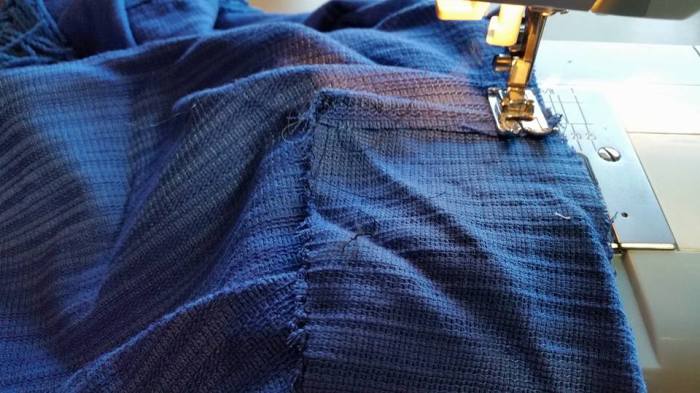 sewing the waistband on.