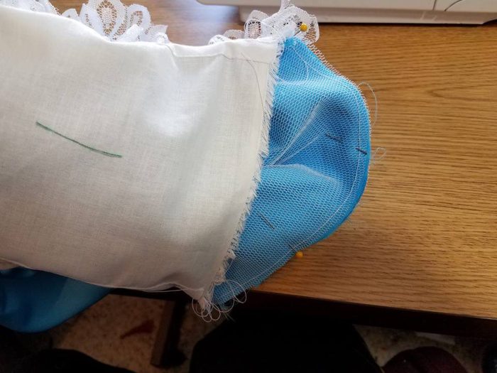 sewing the outer sleeve together