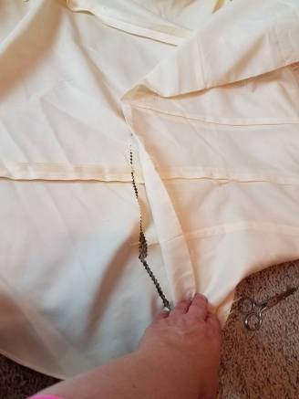 cutting the drape of Dress #2 using the bodice as a pattern