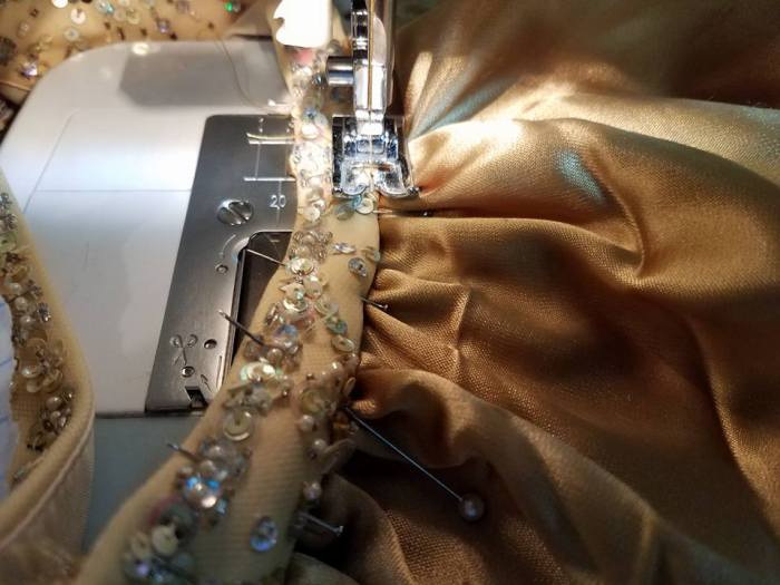 stitching the shoulder