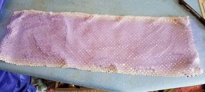 stacked 6" tulle strips and confetti dot fabric