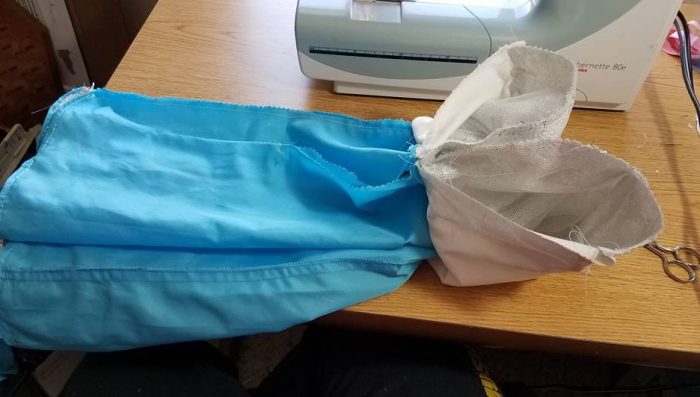 inside view, before threading elastic and sewing up the puff