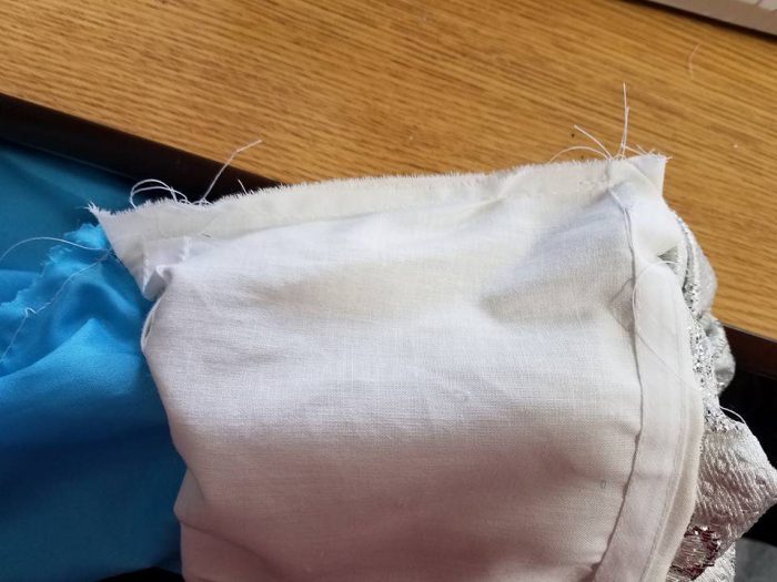 sewing up the sleeve lining