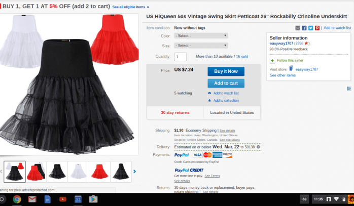 an example of the inexpensive petticoat used