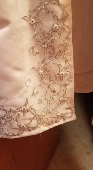 detail of jacket front lower corner