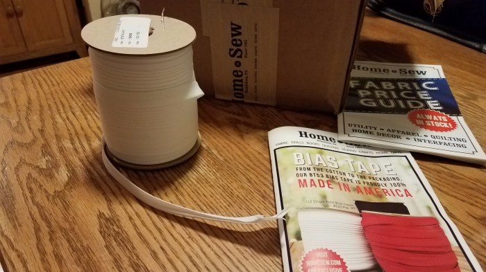 100 yards of single fold bias tape from Home Sew