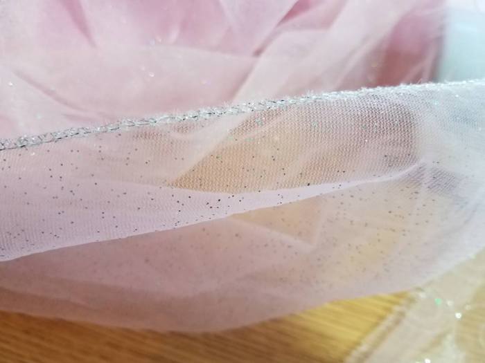silver on edge of tulle