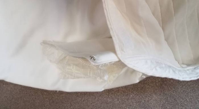 Fake jabot closes with a snap--Lord Pinkerton Wedding ensemble, Cinderella