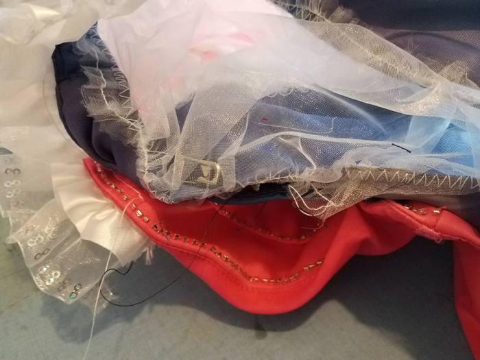 bodice alterations pinned in