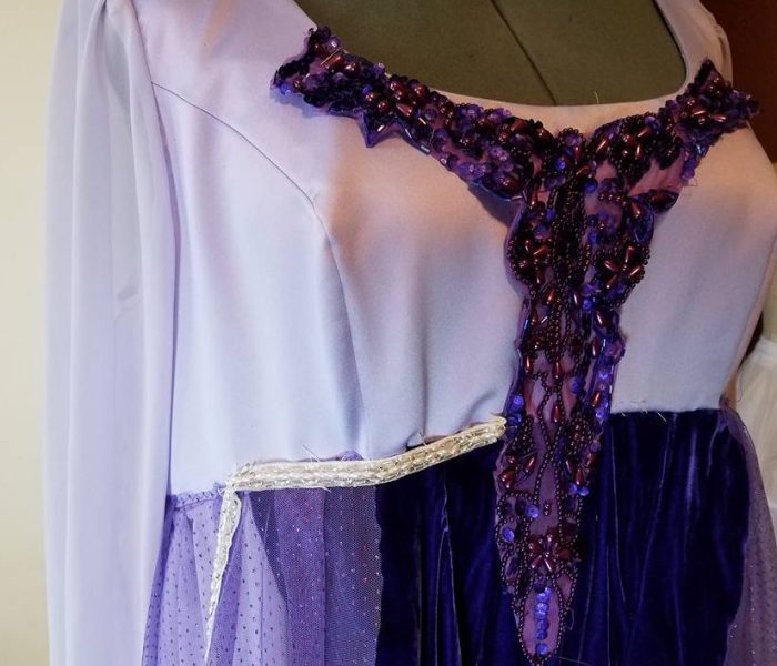 beading and bodice trim pinned on