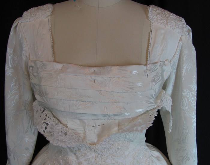 front pleated section pinned on