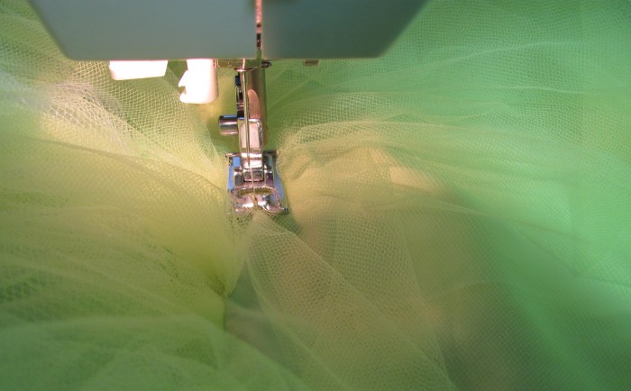 squish gathering on rows of tulle