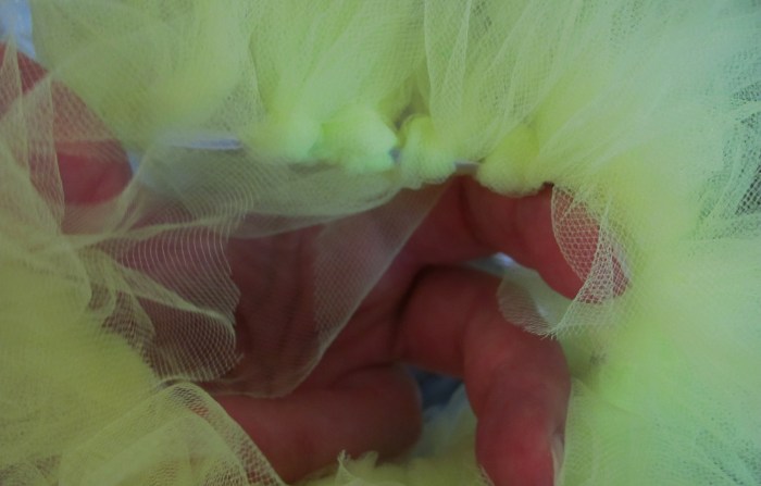 tulle strips tied around elastic