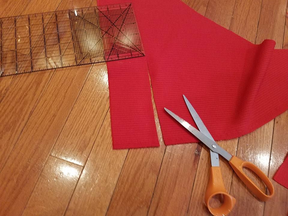 cutting the waistband from scraps
