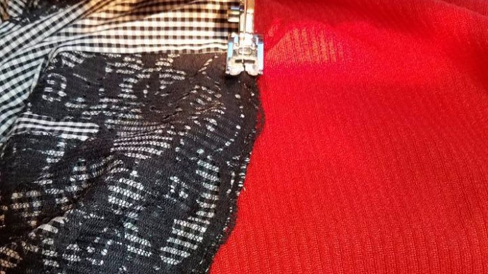 topstitch the bottom addition to the bottom of the skirt