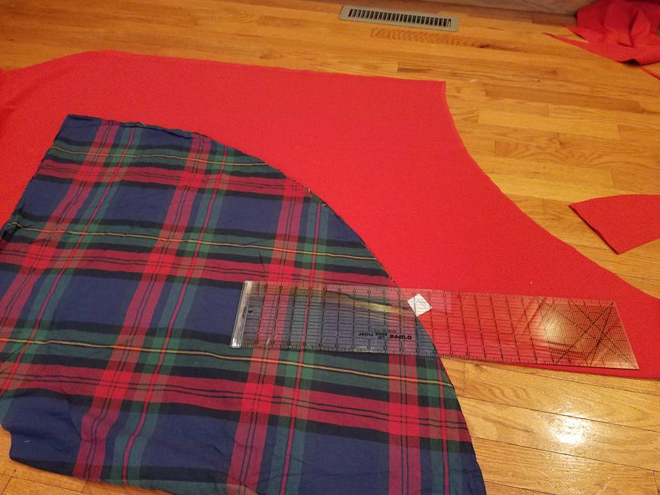 measuring down from the edge of the tablecloth