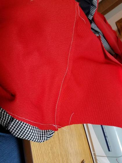 when you meet up, stitch fabric together and trim off the excess