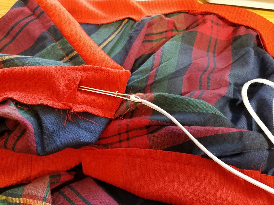 threading in the drawstring