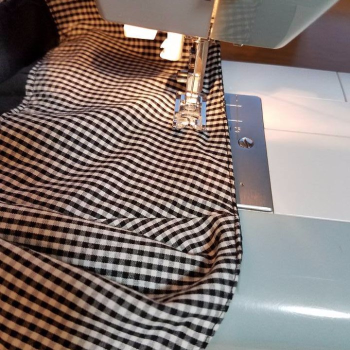 making a casing at the top of the skirt