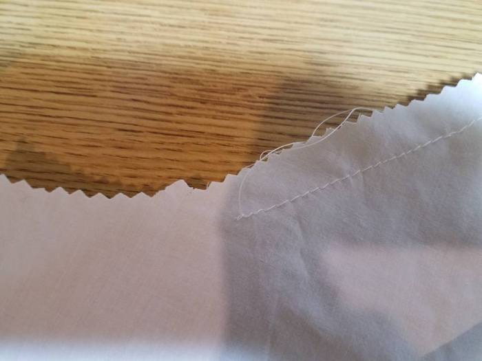 gathering thread on the sleeve