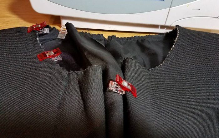 collar removed, stay stitching done