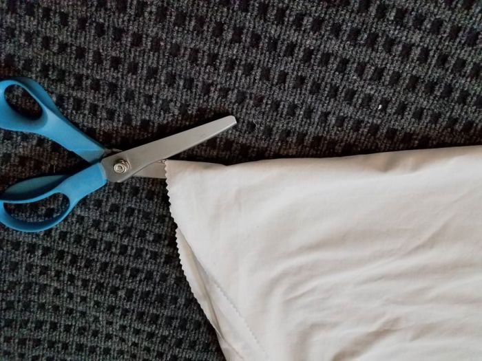 fold evenly and cut in half