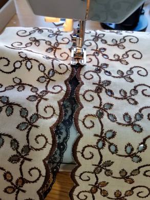 joining the eyelet with lace