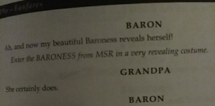 script note, the Baroness reveals herself