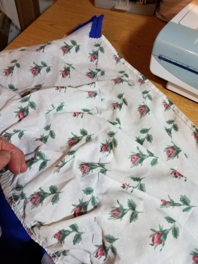 Backside--pinned to angle, slight gathers